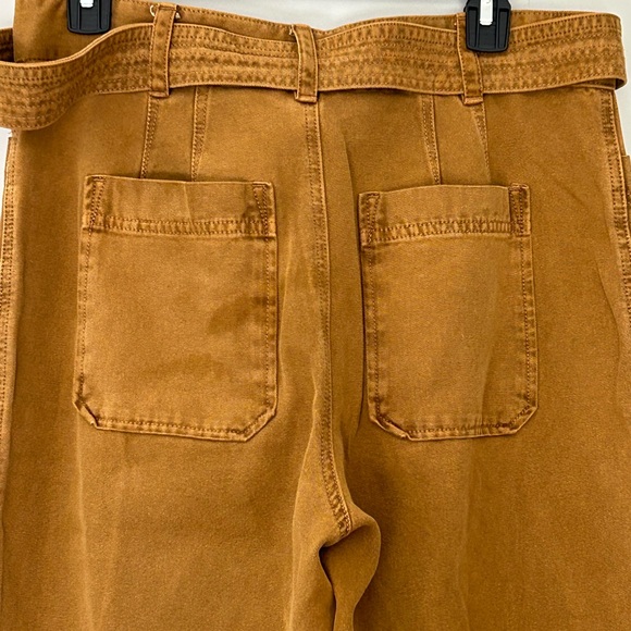 Free people Corin mod slim flare pants  brown/camel button fly belted  size 8 - Picture 7 of 10